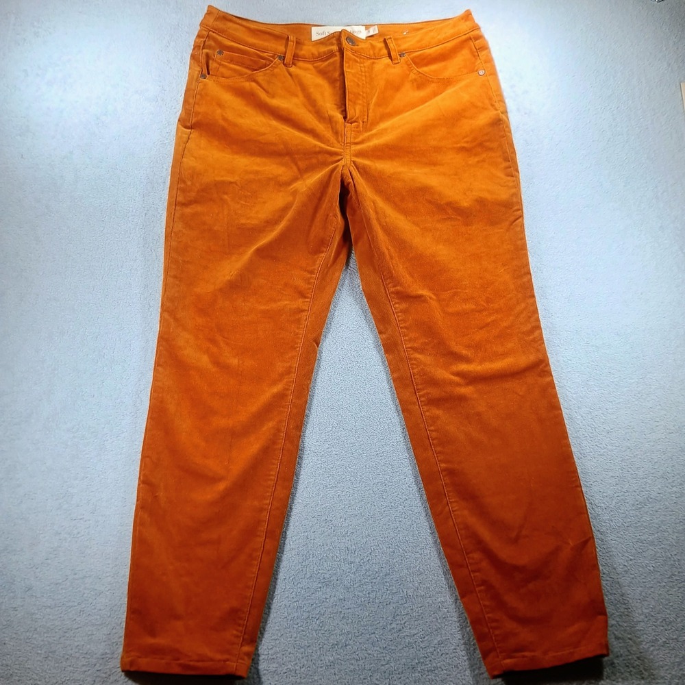 Soft Surroundings Women Corduroy‎ Pants Orange 14P Straight Leg 5-Pocket